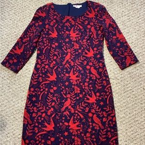 Boden Winifred Mystic Woodland Jacquard Jersey Knit Sweater Dress 8R.